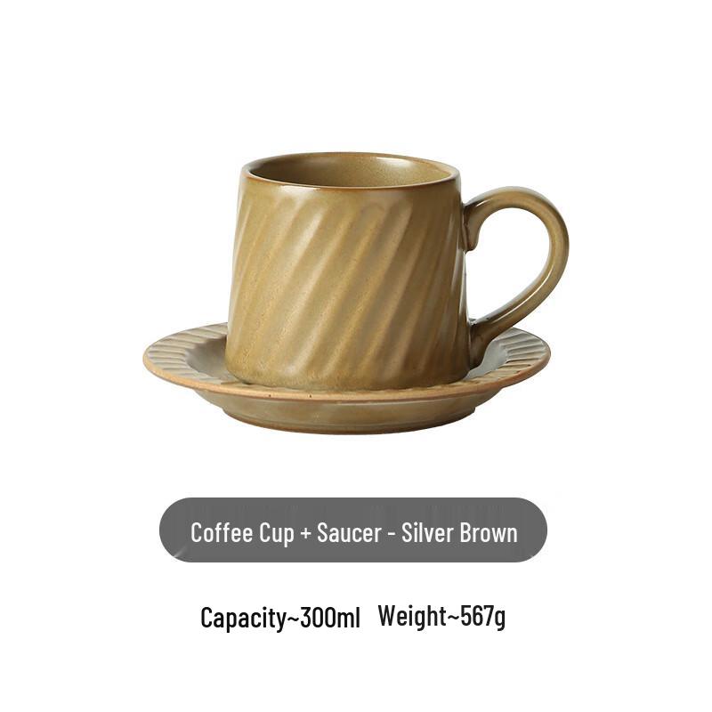 Debolang Retro Ceramic Twill Coffee Mug & Saucer Set