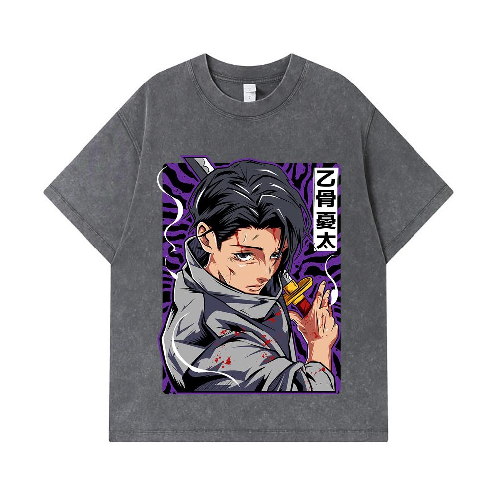 275 GSM Washed T-shirts 100% Cotton Jujutsu Kaisen V53 Yuta Print Unisex Heavy Cotton T Shirt