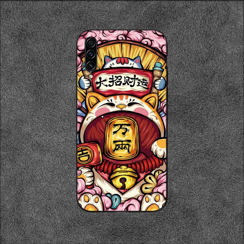 Elements of Chinese Style Lucky Money Cat Phone Case For Samsung Galaxy A02 A12 A13 A22 A32 A41 A51 A53 A71 A73 Shell