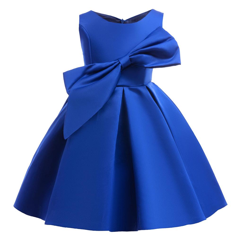 Robe de Soirée Princesse à Nœud pour Filles - Vêtements d'Enfants à la Mode de Couleur Unie