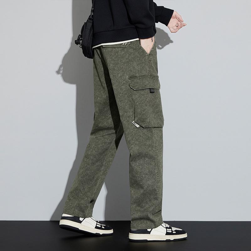 Men's Retro Wide-Leg Multi-Pocket Outdoor Pants for Running, Climbing, and Hiking