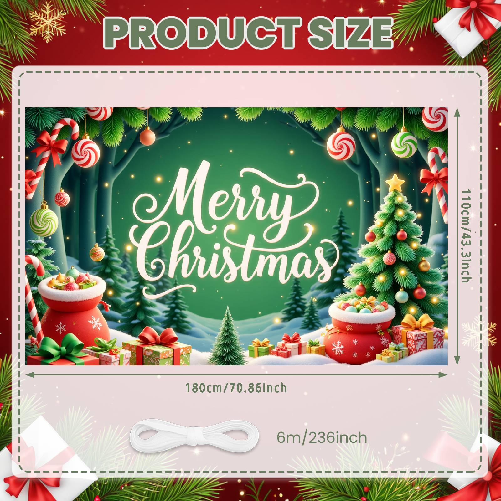 Xmas Decor Banner Festive Holiday Banner Festive Banner Xmas For Xmas Event Festive Occasion Christmas Party