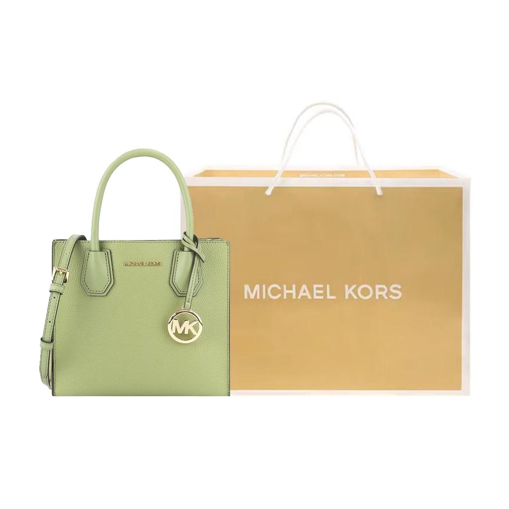 New MICHAEL KORS Mercer Litchi Grain Cow Leather Trunk Bag, Handbag, Shoulder Bag, Crossbody Bag Medium Women's Light Green 35S1GM9M2L-LIGHT-SAGE