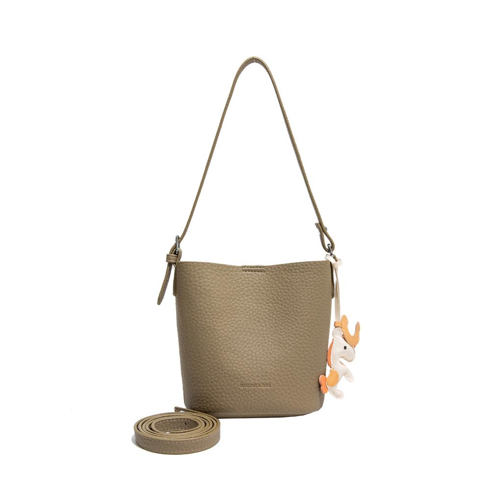 Retro Lychee Muster Pendler Bucket Bag Damen Trend Vielseitig Lässig Einfache Schulter Messenger Bag