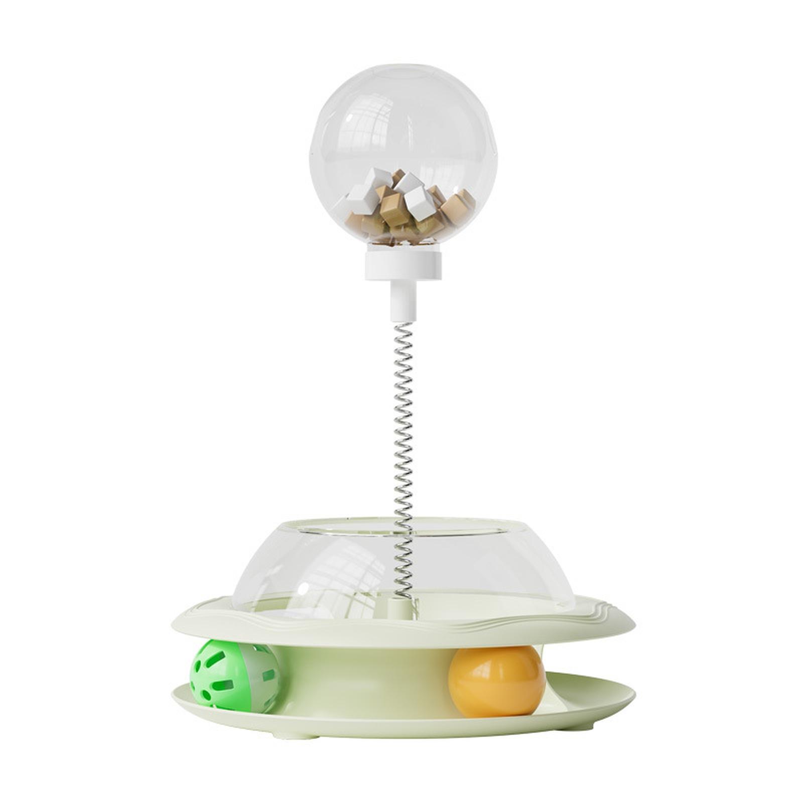 

OGoeesy 2-in-1 Sping Teaser Toy – Food Leakage Interactive Ball Track Add- with Feathers & Bells Toys one size зелёный