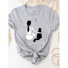 Print T Shirt Short Sleeve Summer Clothes Women Clothing Gray Owl Love Style Trend Cute Basic Tee Top Fashion Graphic T-shirt