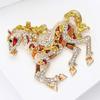 Trendy Enamel Horse Shaped Brooch Rhinestones Embellished Decorative Jewelry for Dresses Jackets Bags