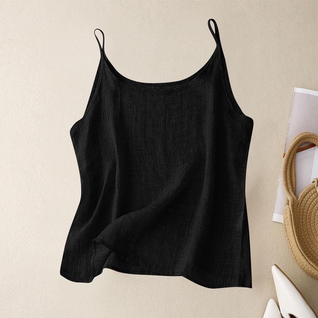 Women's Summer Vintage Cotton Linen Small Camisole Bottom Vest Loose Inner Tops