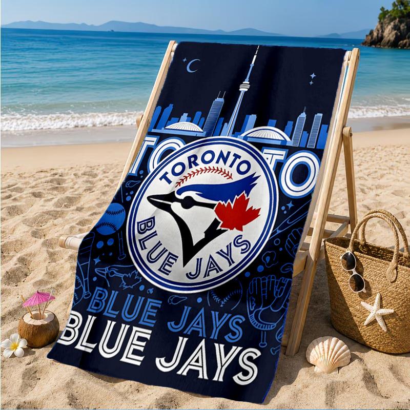 Blue Jays Logo Strandtuch, Mikrofaser-Strandtuch, Perfekt für Pool, Strand, Reisen, Heimdekoration, Strandparty-Fanartikel