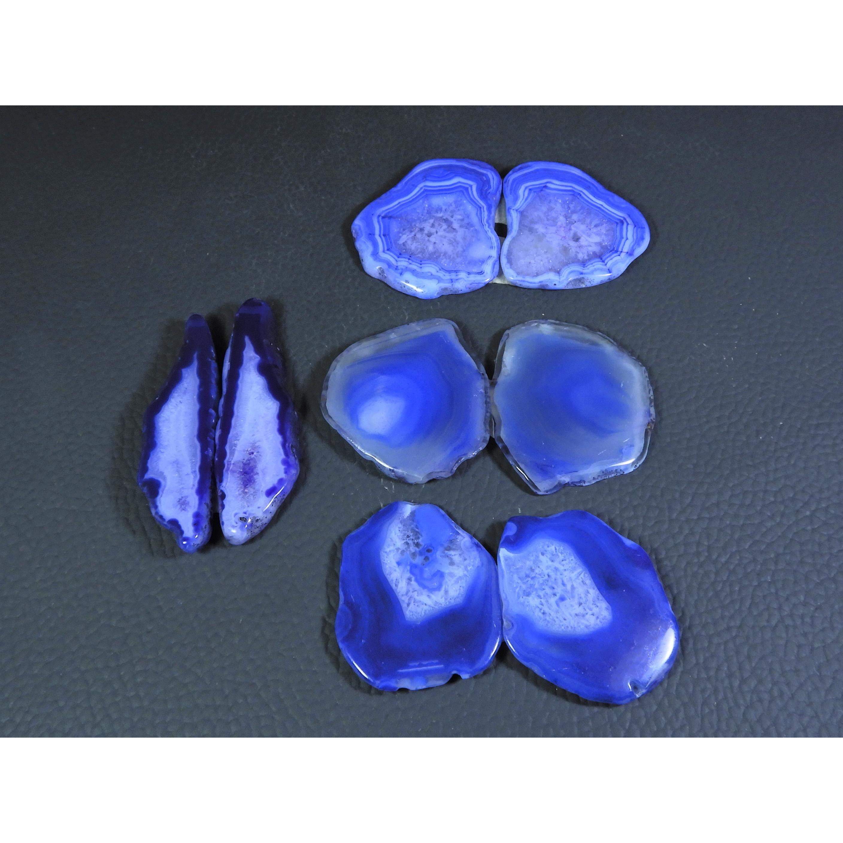 

Окрашенный срез друзы агата, парный кабошон, рассыпной драгоценный камень, лот из 4 пар, 247 карат, A-728