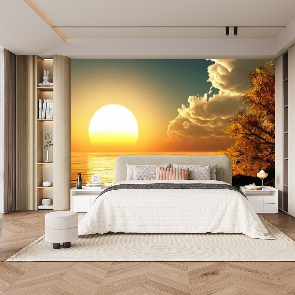 Sunset On The Sea 3d Wallpaper Mural Sea Sky Wall Murals For Bedroom Boys Girls Kids Room Living Room Backdrop Wallpaper
