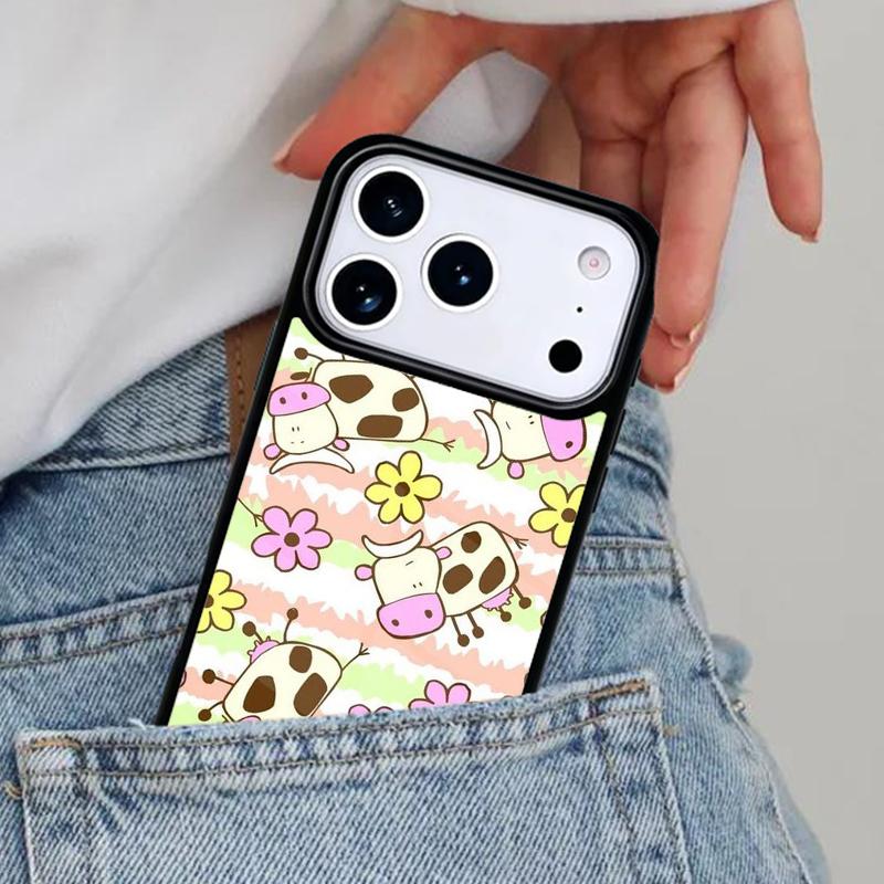 Animal Cute Cartoon Cow Phone Case for iPhone 16e 15 14 13 12 17 Pro Max Plus Air 17pro Cover Coque