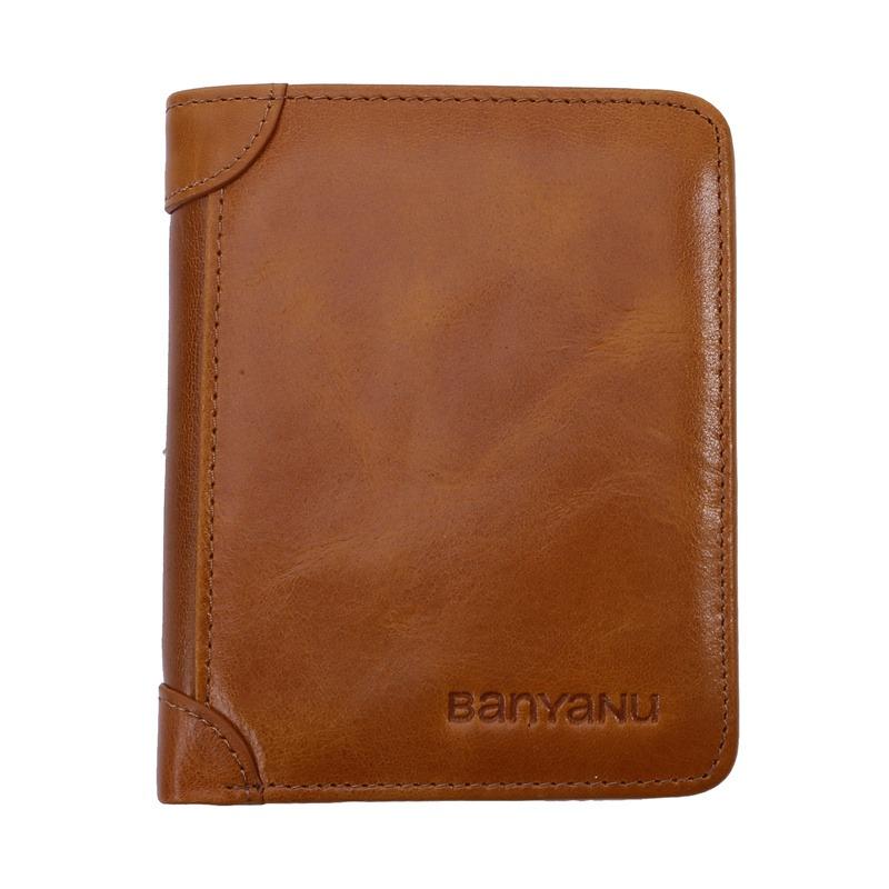 Vintage Head Layer Leather Tri-Fold Section Anti-Theft Brush Ultra-Thin Head Layer Cowhide Short Leather Wallet