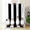 Four Cartoon Penguins Stand Against Vertical Black-and-white Stripes. for All Seasons Blanket Lunch Break Throw Gift
