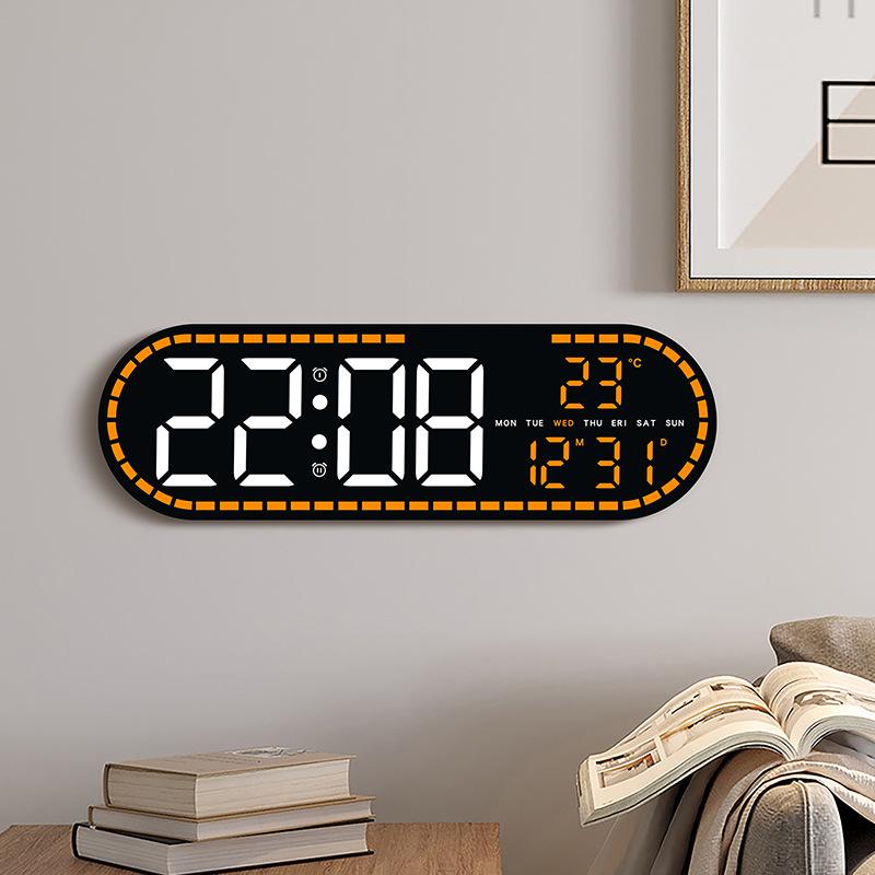 Digital Wall Clock Temperature LED Clock Week Date 2 Alarms Brightness Adjustment Timer Snooze Second 12/24H USB Powered Clock