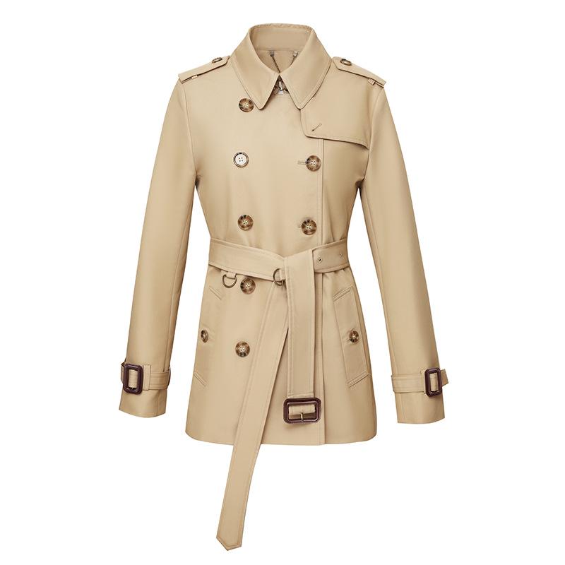 Jia Ze Hua 2025 Autumn British Style Women's Khaki Trench Coat - Classic Hepburn Jacket