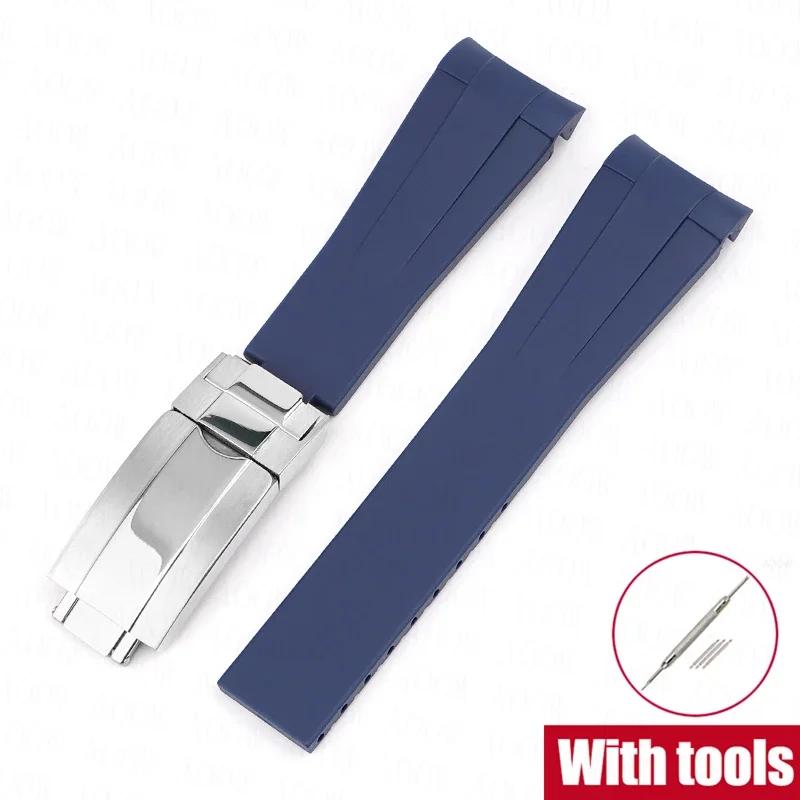 20mm Rubber Strap for Rolex GMT Daytona Submariner Waterproof TPU Curved End Replace Watch Band for Omega X Swatch MoonSwatch