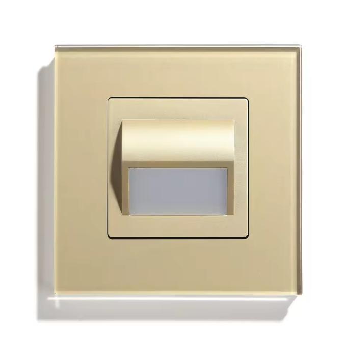 

BSEED Porch Corridor Corner Lamp Footlights Switch Stair Lamp Wall Switch Glass Panel Darkness Sensor White/Gray/Black/Gold EU standard золотий