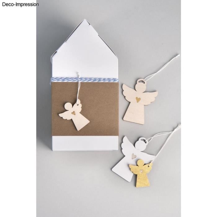 Pendant. Angel Wood, FSC Mix Cred, 4.5+7.5cm, with Cord, Sct.-bag 6pcs, Natural