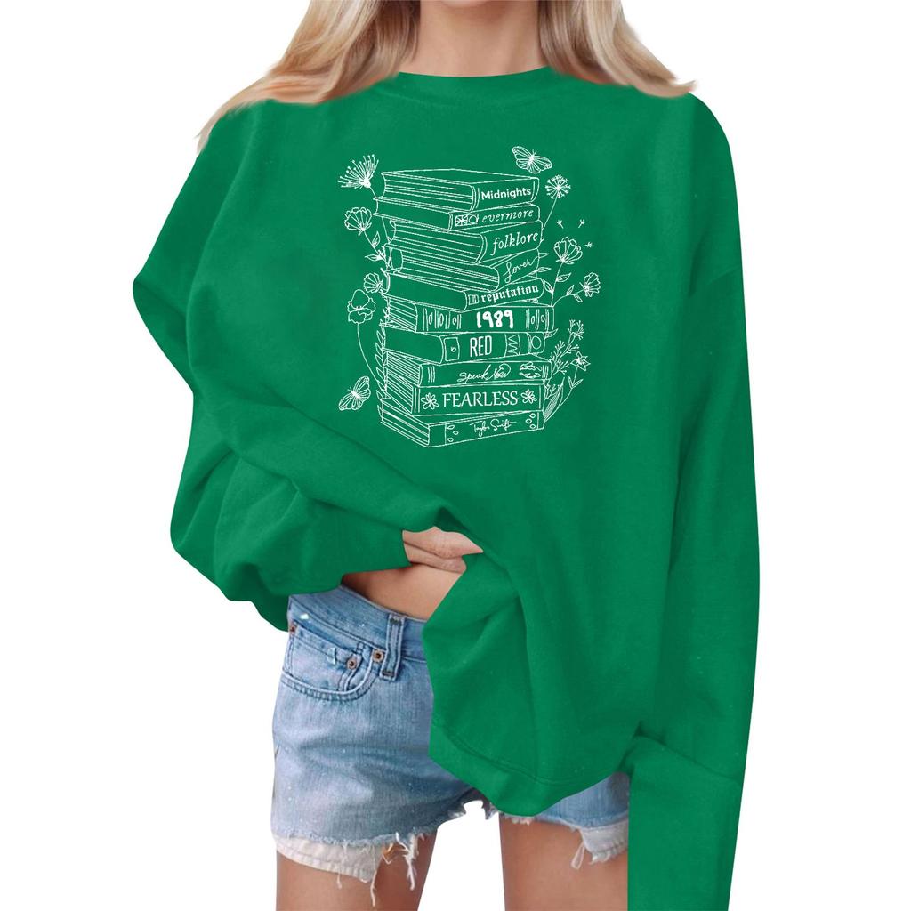 Women's Casual Fashion Print Long Sleeve O-Neck Sweatshirts Pullover Top