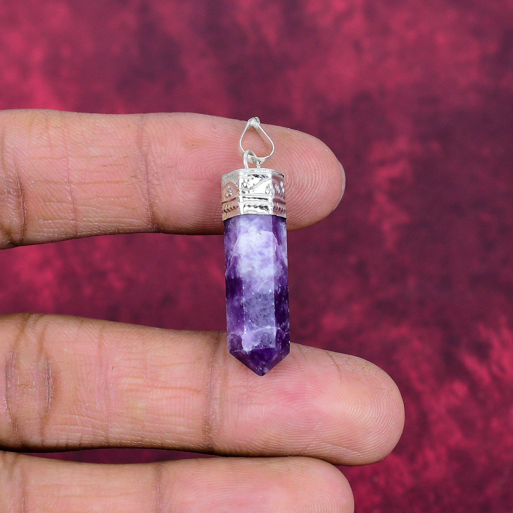 

Украшения с аметистом, Подвеска из стерлингового серебра 925 пробы ручной работы с драгоценным камнем, Подарки для жены, Совершенно новая подвеска 1.77 Inches