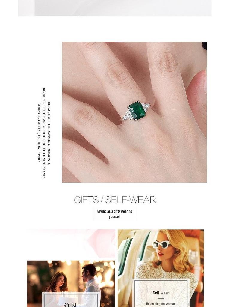 Retro Eleganter Diamant- und Imitations-Smaragd-Zirkonring für Damen