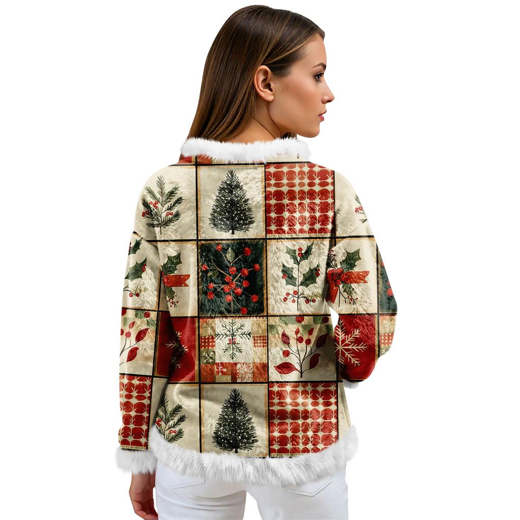 Women's Casual Fleece Sweatshirt  Long-Sleeve Round  Neck Casual Comfortable Loose-Fit Lightweight Women's Flannel Sweatshirt