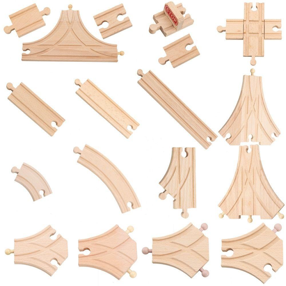 Children Wooden Track Accessories Train Track Toys Track Connector Toys Wooden Track Railway Toys