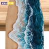 1 Piece Beach Theme Table Runner with Waves and Beach Patterns - Suitable for Home Decoration, Beach Party, Summer Party and Tropical Style Activities