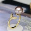 Adjustable Mermaid Ring with Near Round Freshwater Pearl - Strong Luster, Light Luxury, Versatile, Fashionable Jewelry.