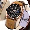 POEDAGAR Fashion Business Men Quartz Watch Waterproof Chronograph Luminous Date Man Wristwatch Leather Men's Watches Clock Reloj