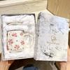 INS wind high-value flower mug with lid spoon household girl heart ceramic cup student breakfast milk cup