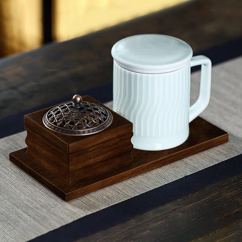 

Wanchunhe 3D Stripe Ceramic Personal Tea & Incense Set