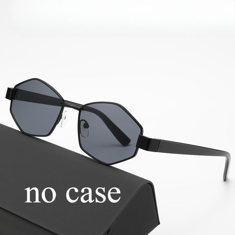Trendy European American Style Polygonal Metal Sunglasses for Square Round Face Fashion Brand Glasses