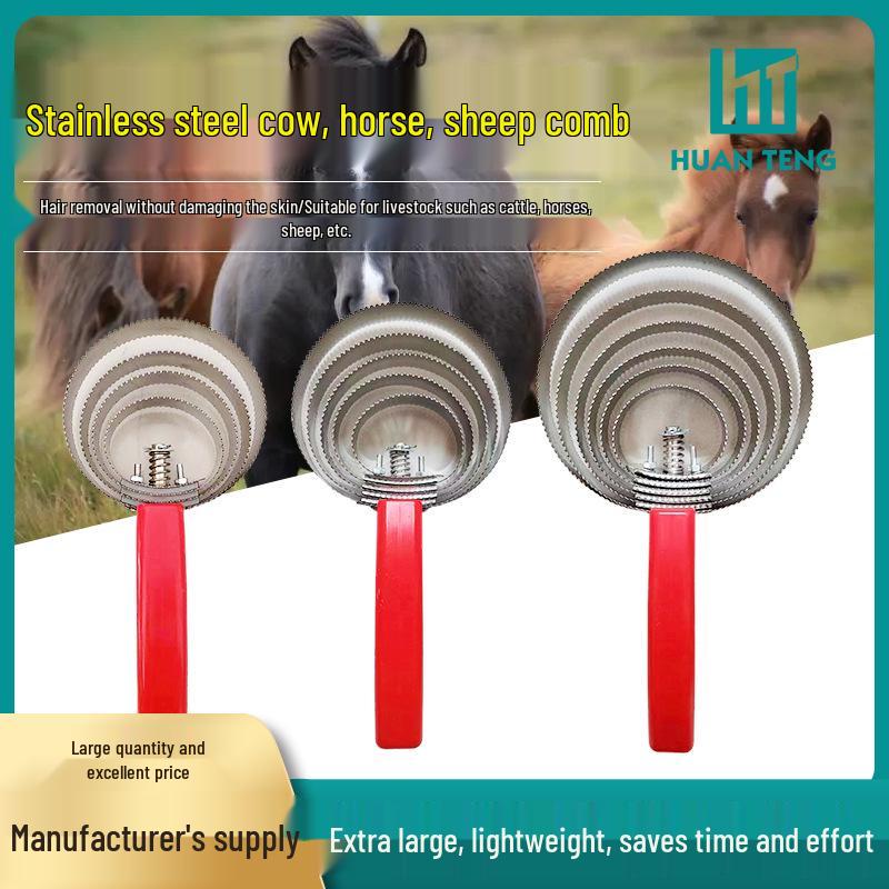 Stainless Steel Multi-Animal Grooming Comb: Hair Serrated Sweat Scraper & Itch Relief Rake for Cows, Sheep, and Horses