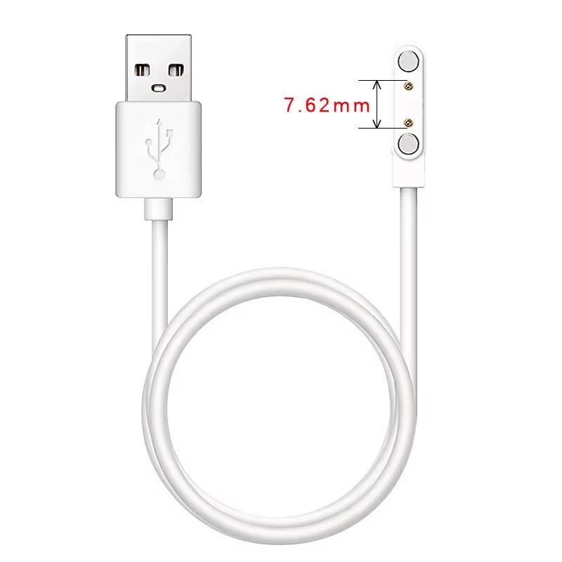 Universell 2-stifts 4 mm 7,62 mm 4-stifts Stark Magnetisk Laddningskabel USB Laddningslinje Sladd Svart Vit för Smartklockor