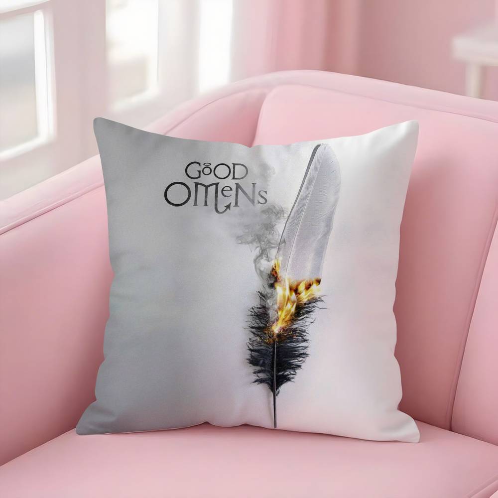 Tv G-Good Omens Pillow Case Plush Fabric Soft Double-Sided Printed Sofa Warm Winter Home Gift Cushion Cover