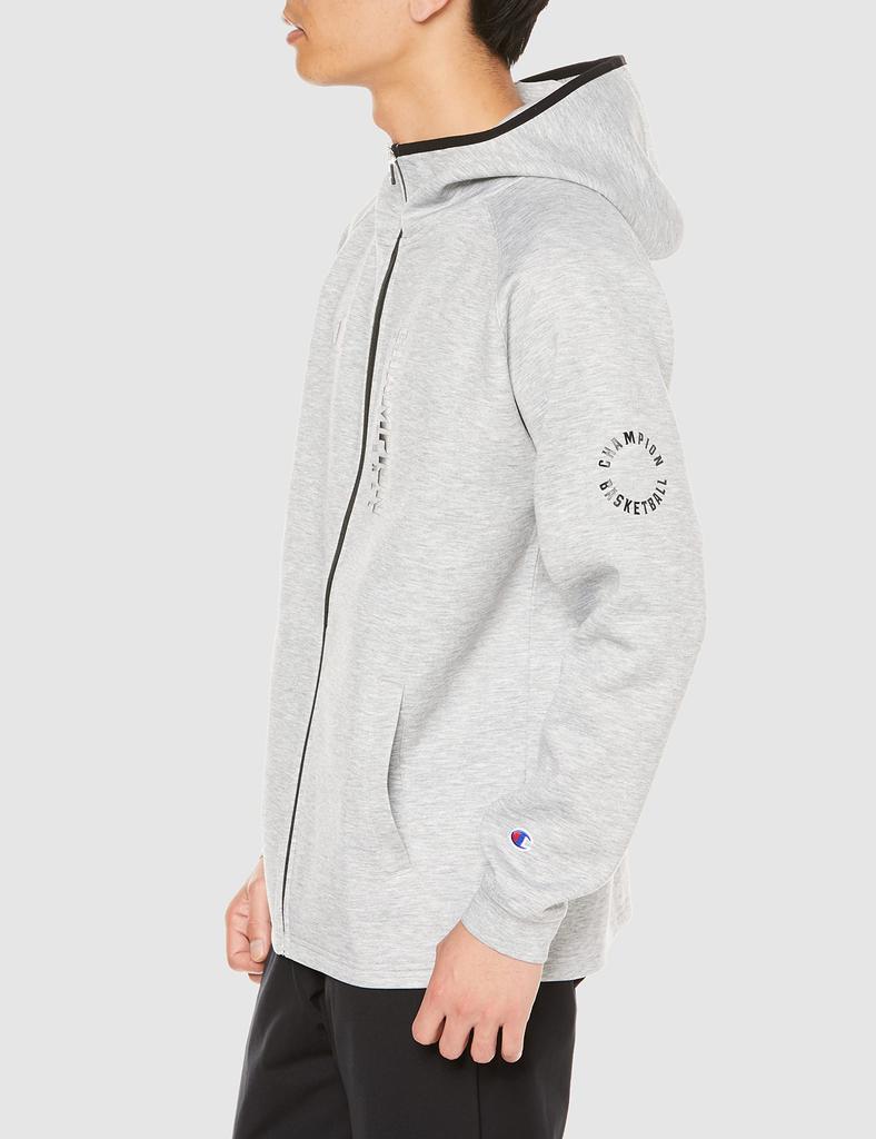 Champion Long Sleeve Stretch Techweave 3LS Zip Hooded Sweatshirt with Size One-Point Logo, C3-WB112-070-XL