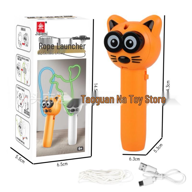 Rechargeable Electric Cat Teaser with Luminous Rope Launcher – ZipString Luminous Rope Launcher