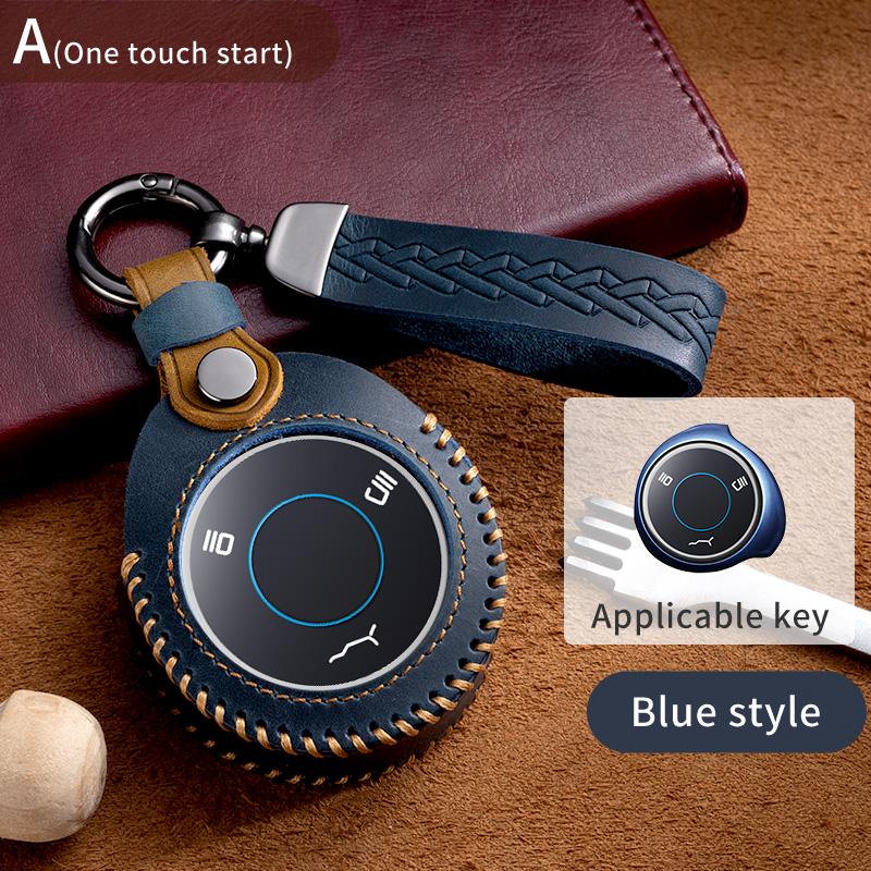

Durable Leather Car Protector Key Case Cover Keychain For Neta V U Pro Hezhong Holder Keyring Interior Accessories