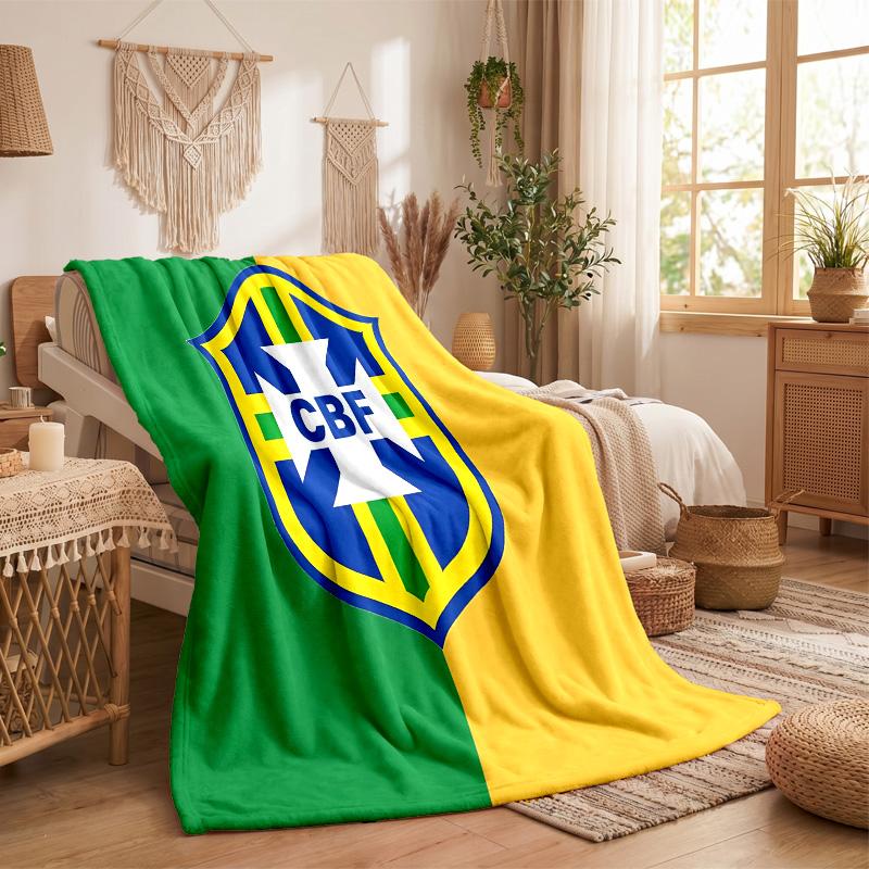 Brazil national football team Print Flannel Blanket Soft Warm Sofa Bed Throw Blanket For Home Office Bedroom