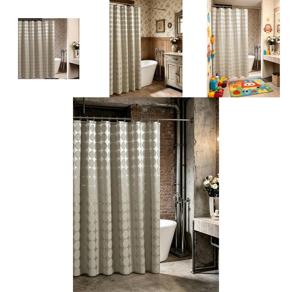 Waterproof Bathroom Shower Curtain Set With Dot Pattern For Home Use