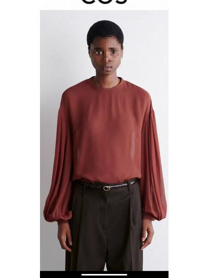 

Spring & Autumn Ladies Sheer Tencel Round Neck Long Sleeve Shirt 34 вино красного