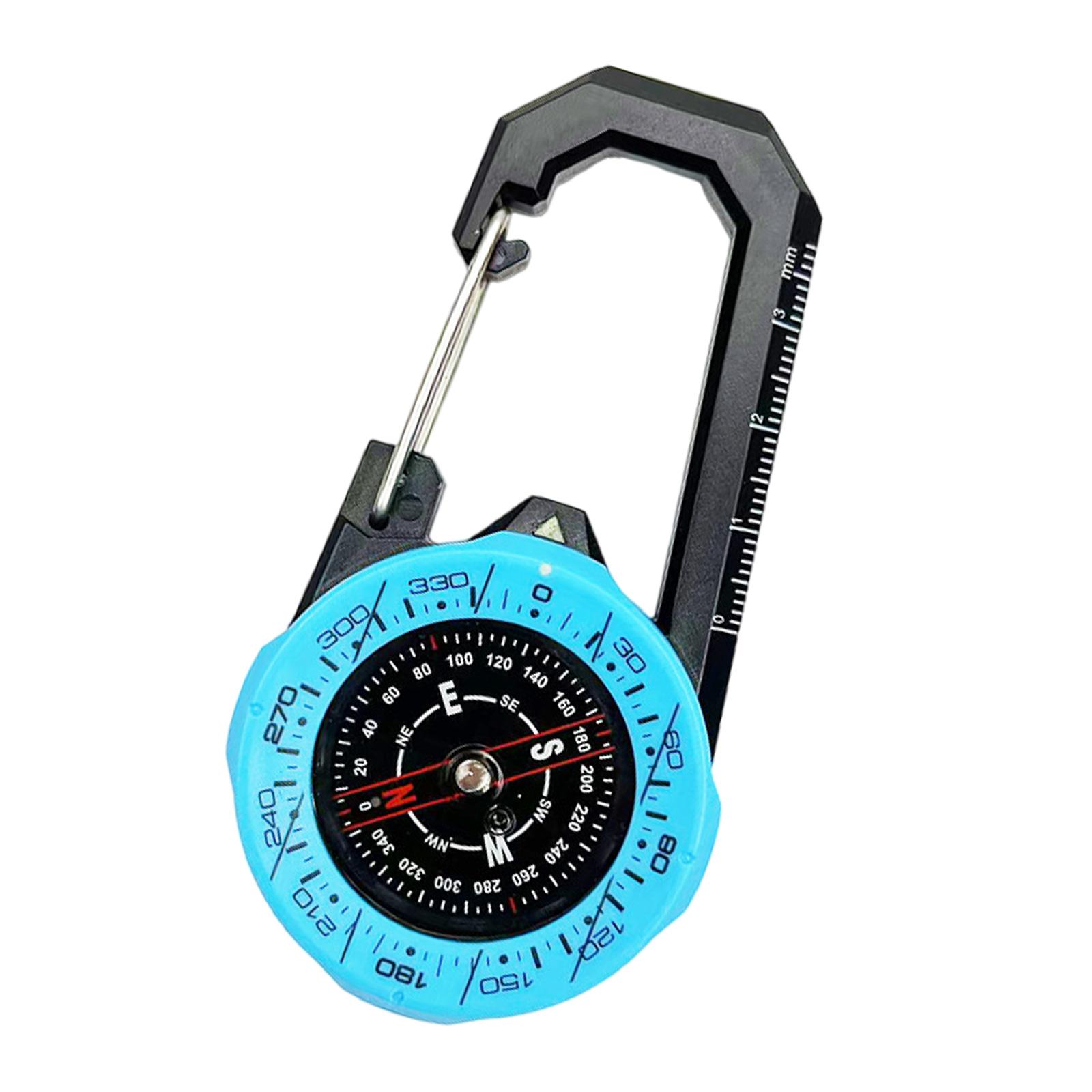 

Waterproof Carabiner Compass Portable Outdoor Sports Directional Guide Small Pocket Compass Backpacking Accessory синій