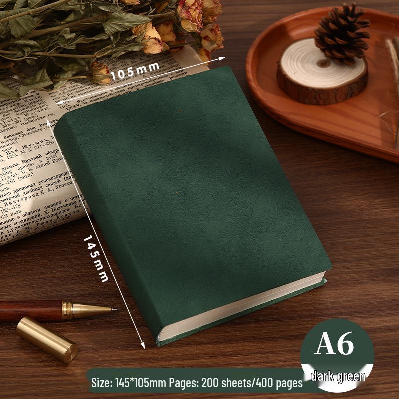 A6 Soft Leather Blank Notebook: Thick Student Planner & Retro Exam Prep Drawing Book