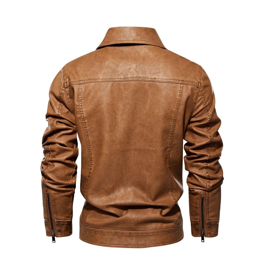 Fourth Generation Men's Leather Jacket - Wash-Faded Style, European Boutique Design, US Sizing