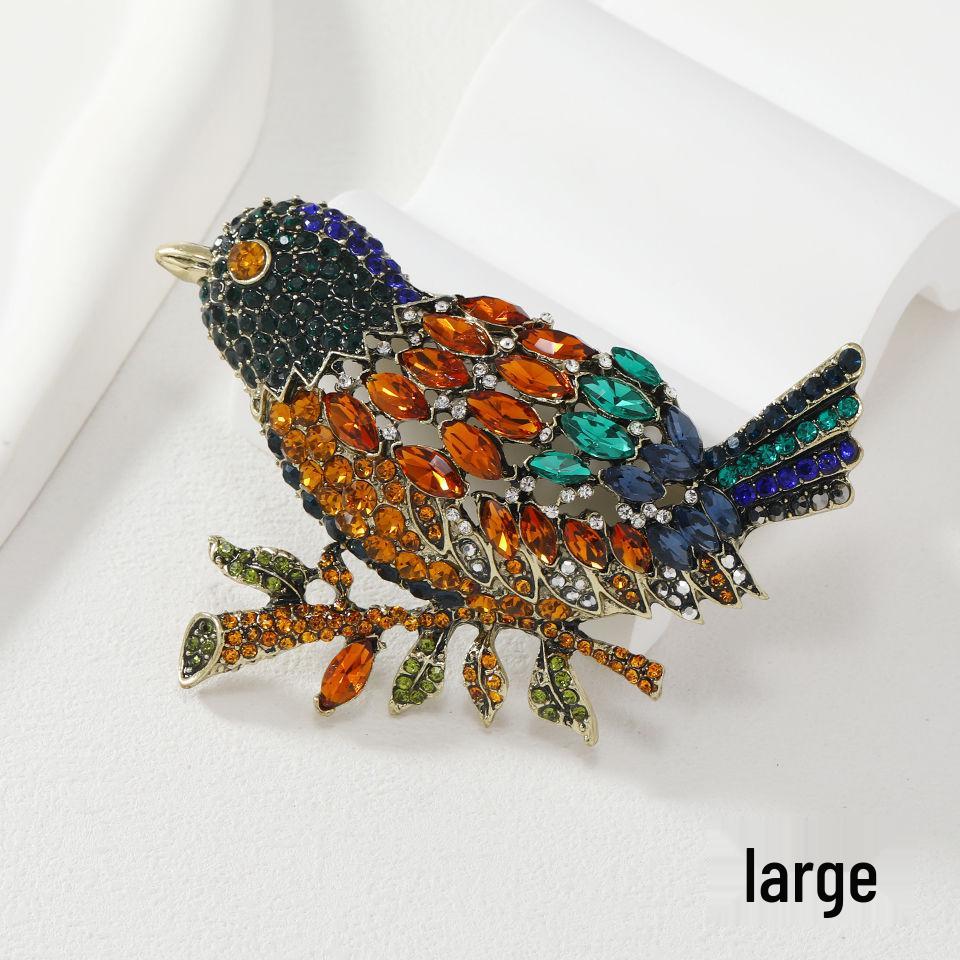 

Vintage Magpie Brooch: Large, Exaggerated Diamond Design with Pin Buckle for Suit Jackets.