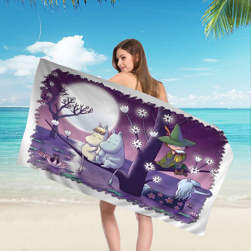 Cute M-Moomins Anime Beach Swimming Towel Soft Absorbent Washcloth Children's Gifts for Kids Travel Camping Gym