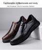 Men's Genuine Leather Cowhide Slip-On Business Casual Shoes - Non-Slip, Breathable, Soft Sole for Middle-Aged and Elderly.