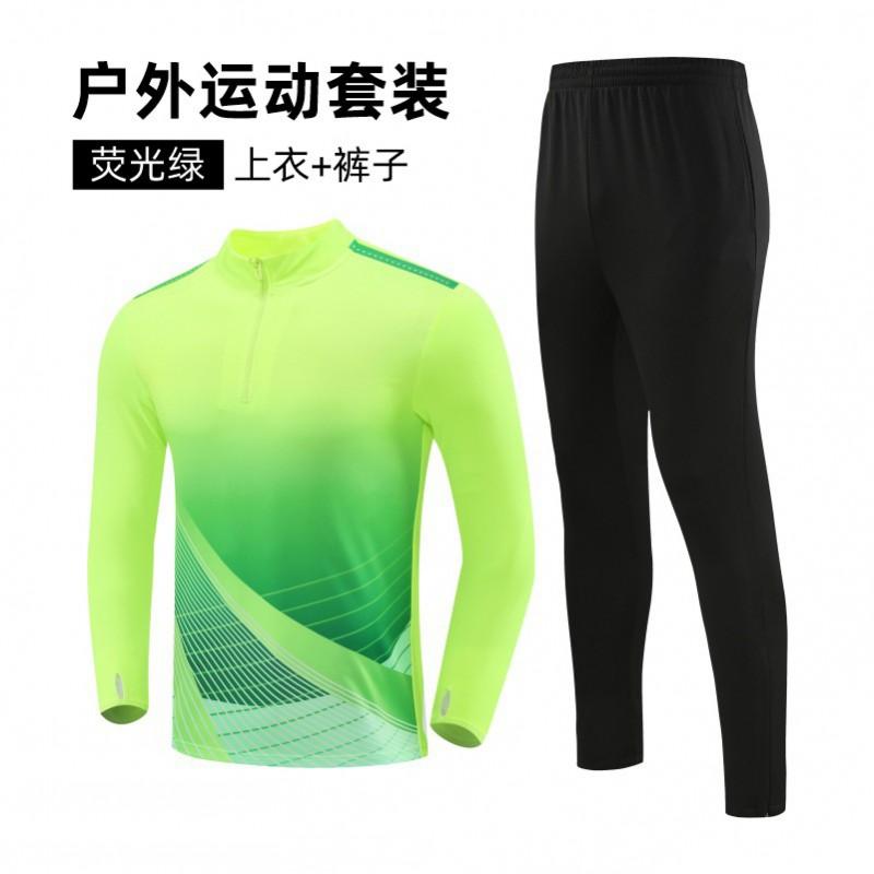 Long Sleeve Soccer Training Set Men Women Athletic Running Sportswear With Printed Design Lightweight Breathable Fabric